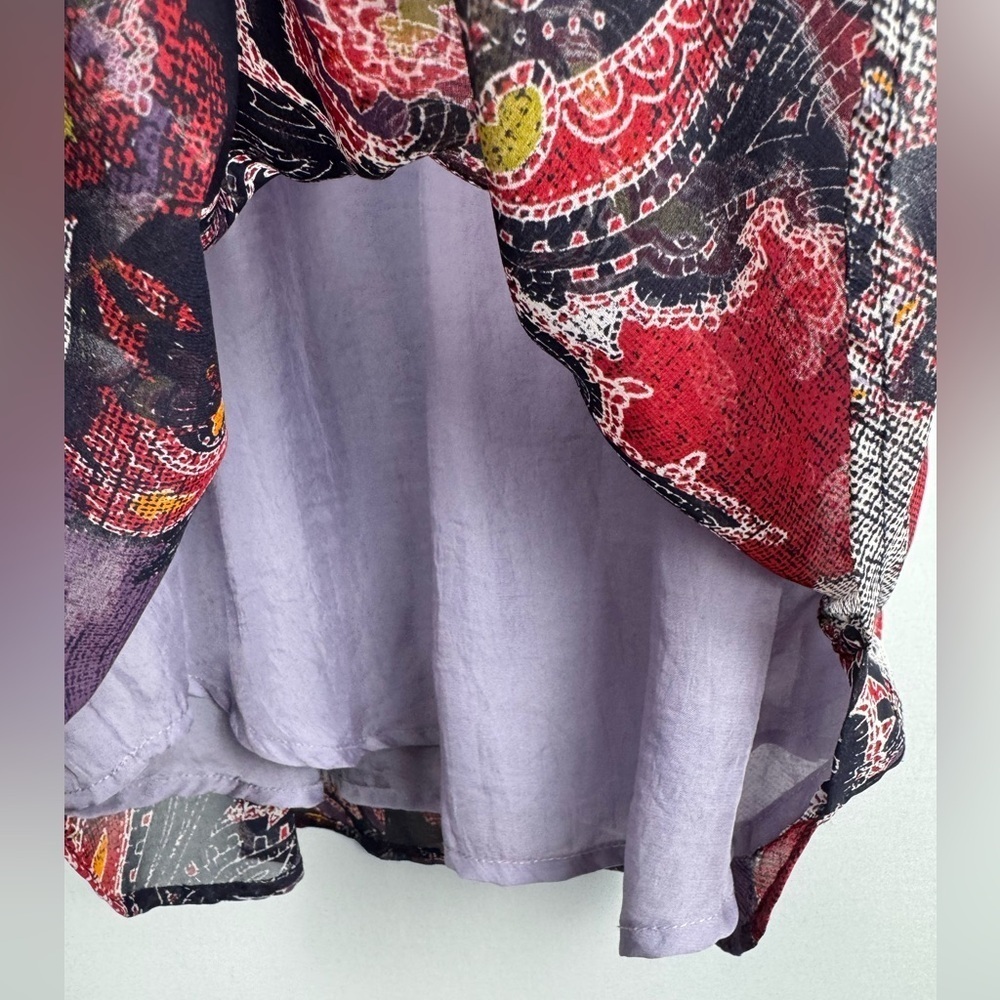 Free People Falling For Georgette Dress  Sleeveless Pockets Paisley Size XS - Picture 11 of 12